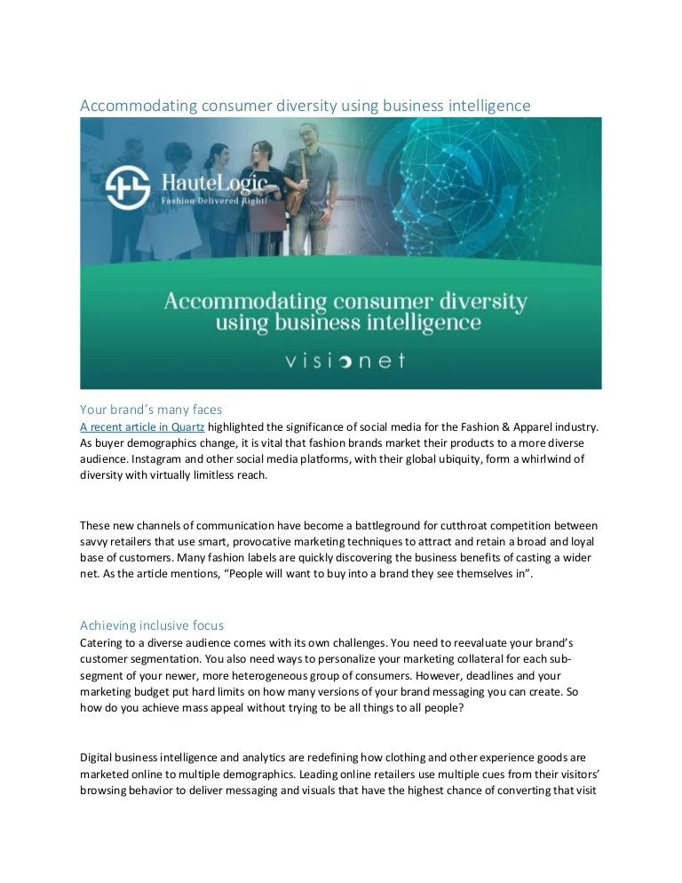 consumer diversity using business intelligence
