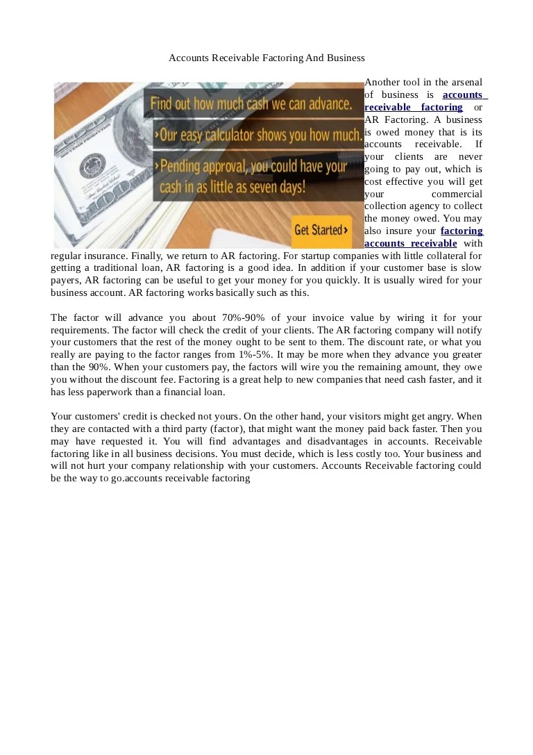 Accounts receivable factoring and business