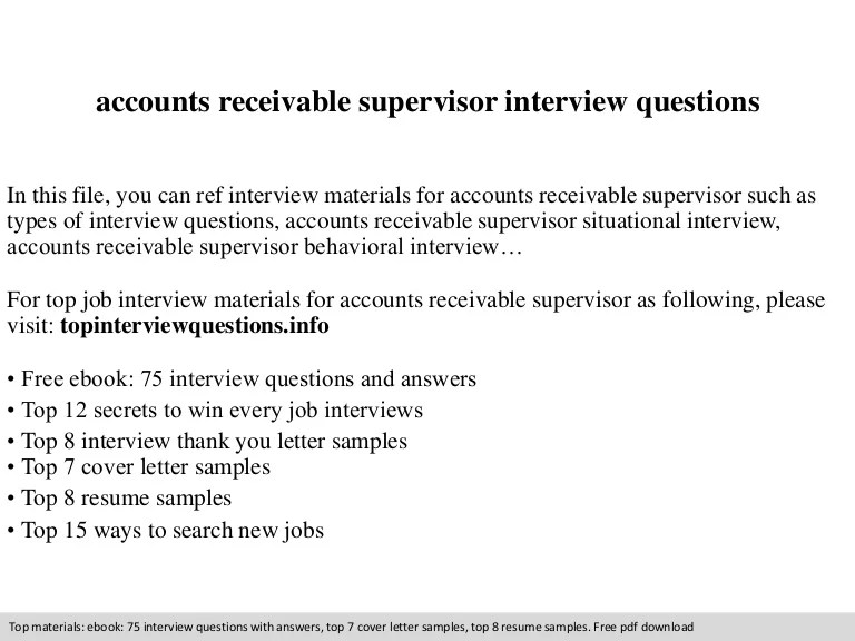 Accounts receivable supervisor interview questions