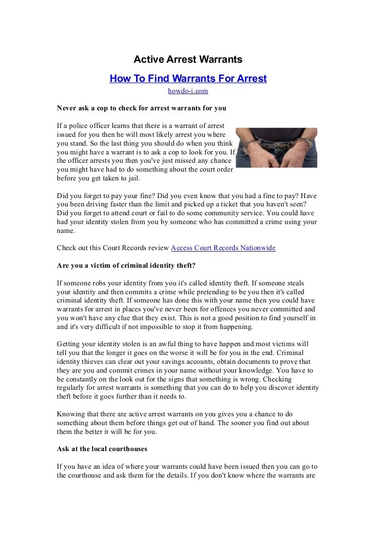 Active Arrest Warrants How To Find Warrants For Arrest