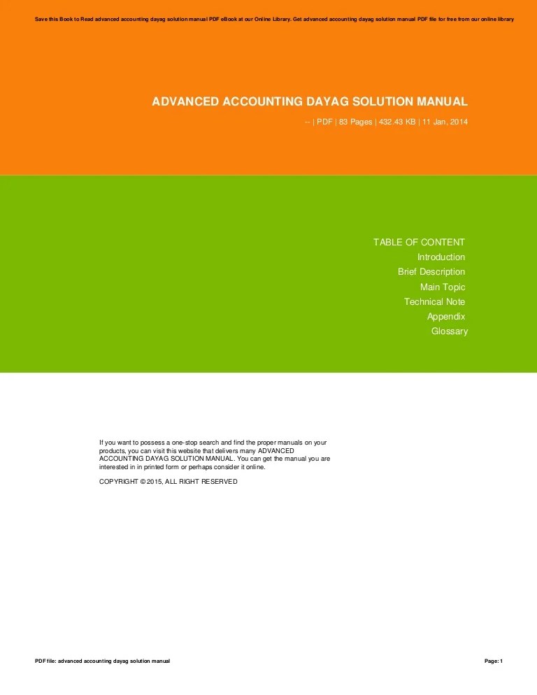 Advanced accounting dayag solution manual