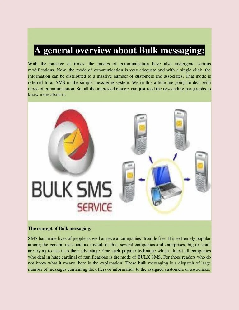A general overview about Bulk messaging