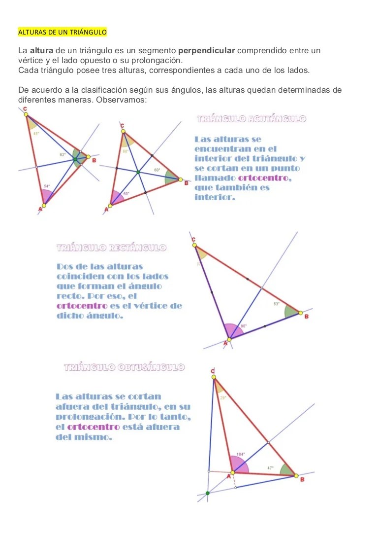 Alturas y medianas de un triángulo
