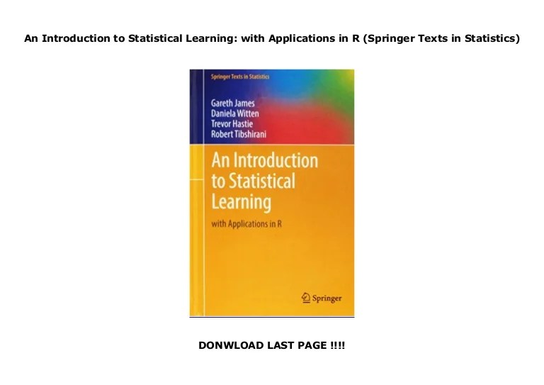 An Introduction to Statistical Learning with Applications in R (Spri…