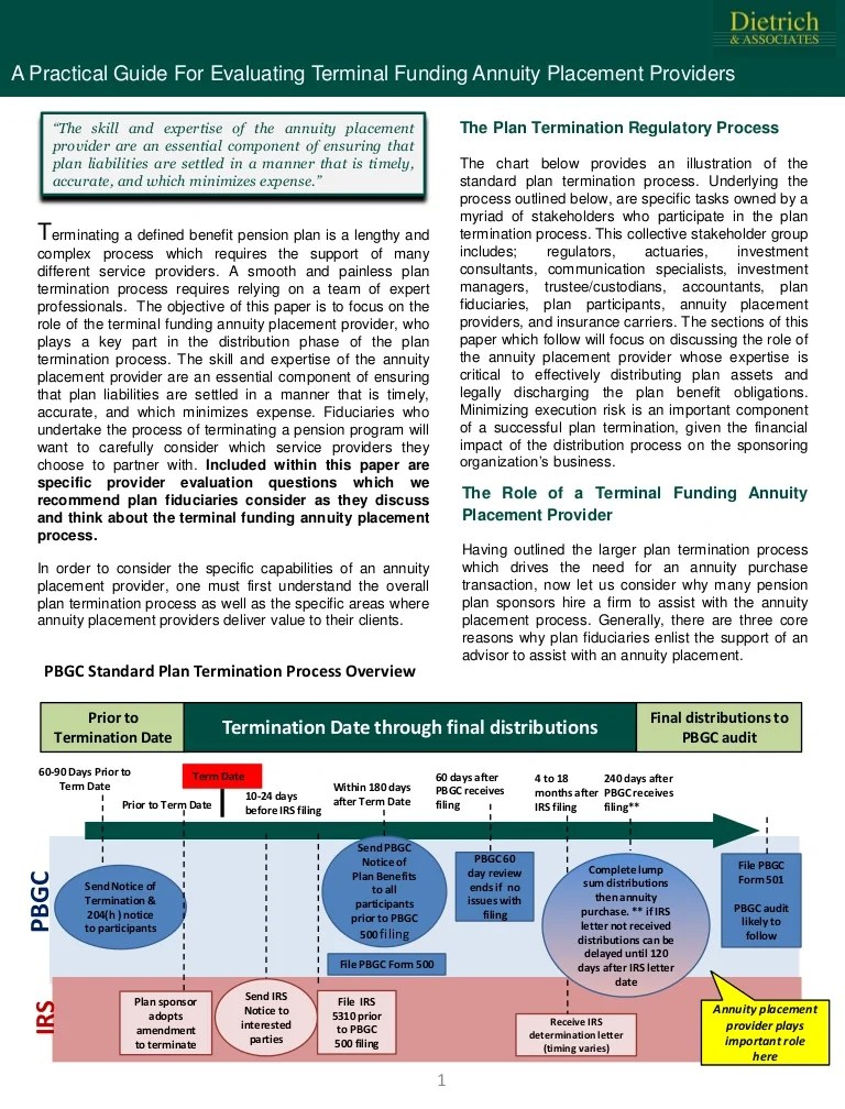 A Practical Guide For Evaluating Terminal Funding Annuity Placement P…