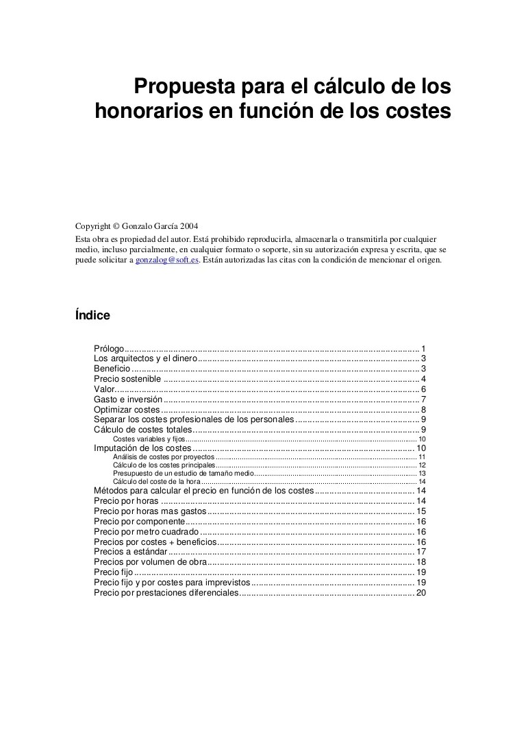 Arancel De Honorarios Arquitectura
