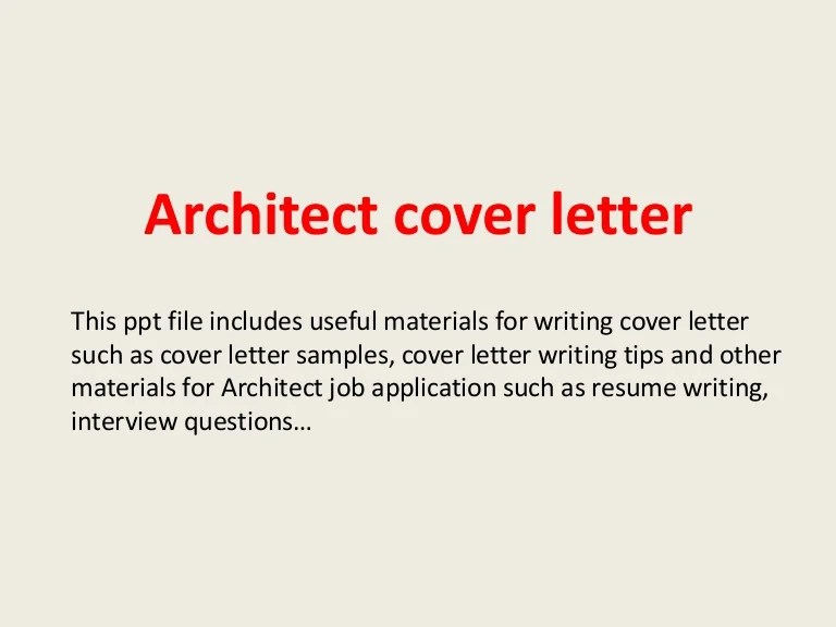 Architect Cover Letter
