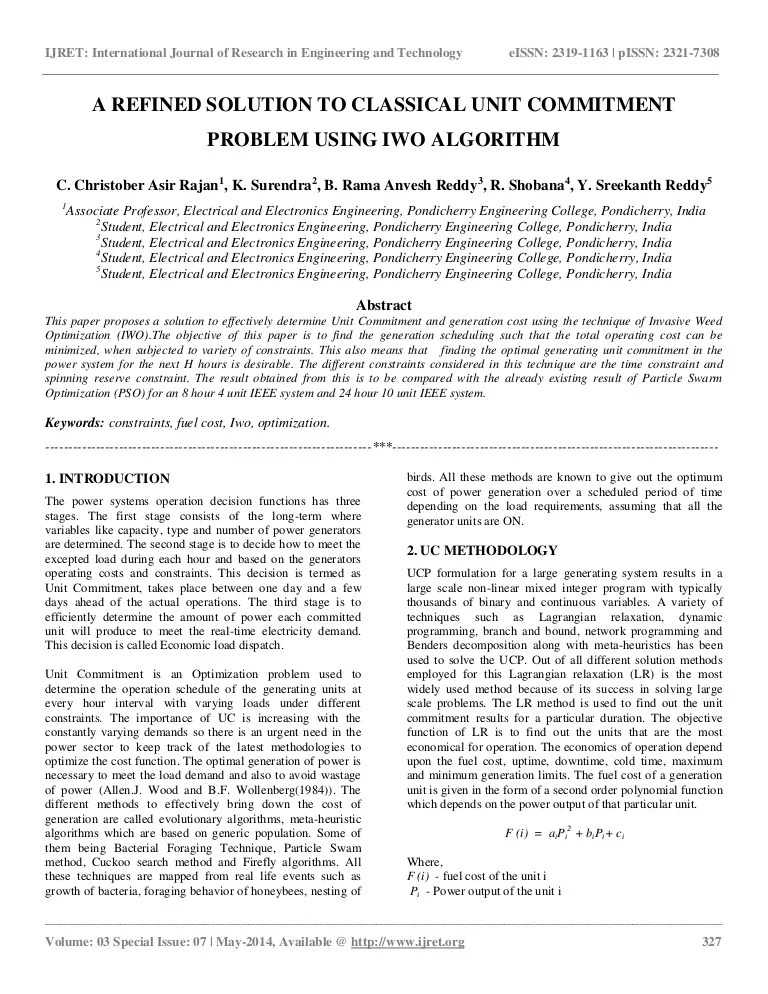A refined solution to classical unit commitment