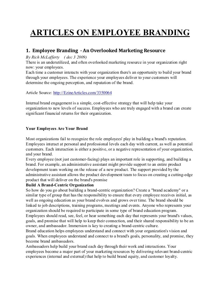 Articles on Employee Branding