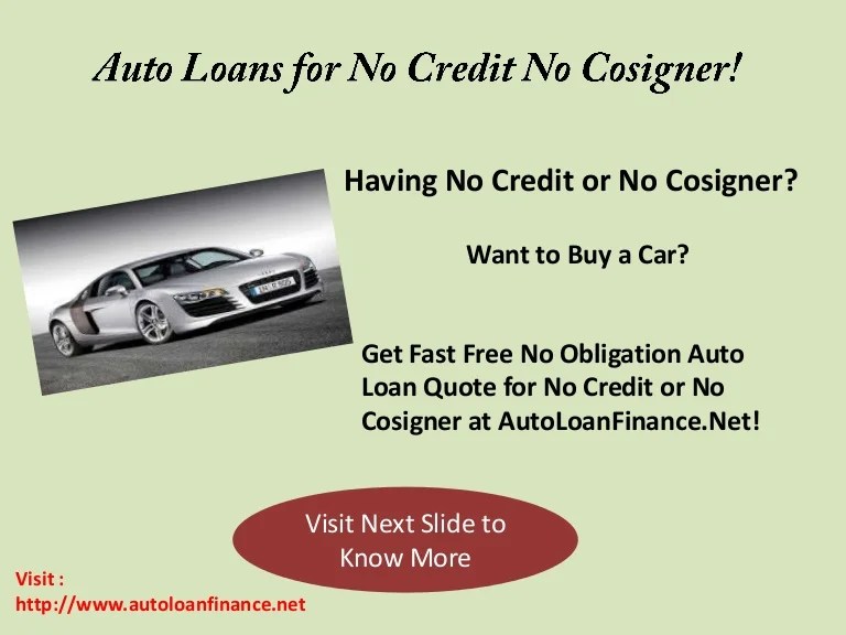 Auto Loans For No Credit No Cosigner