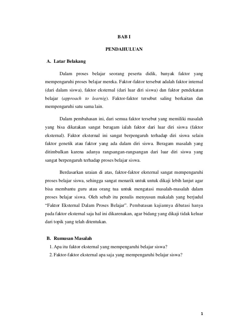 Contoh Faktor Internal Dan Eksternal