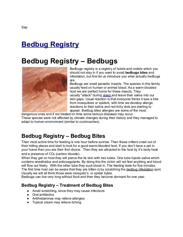 Bed Bugs Registry Dear Adam Smith