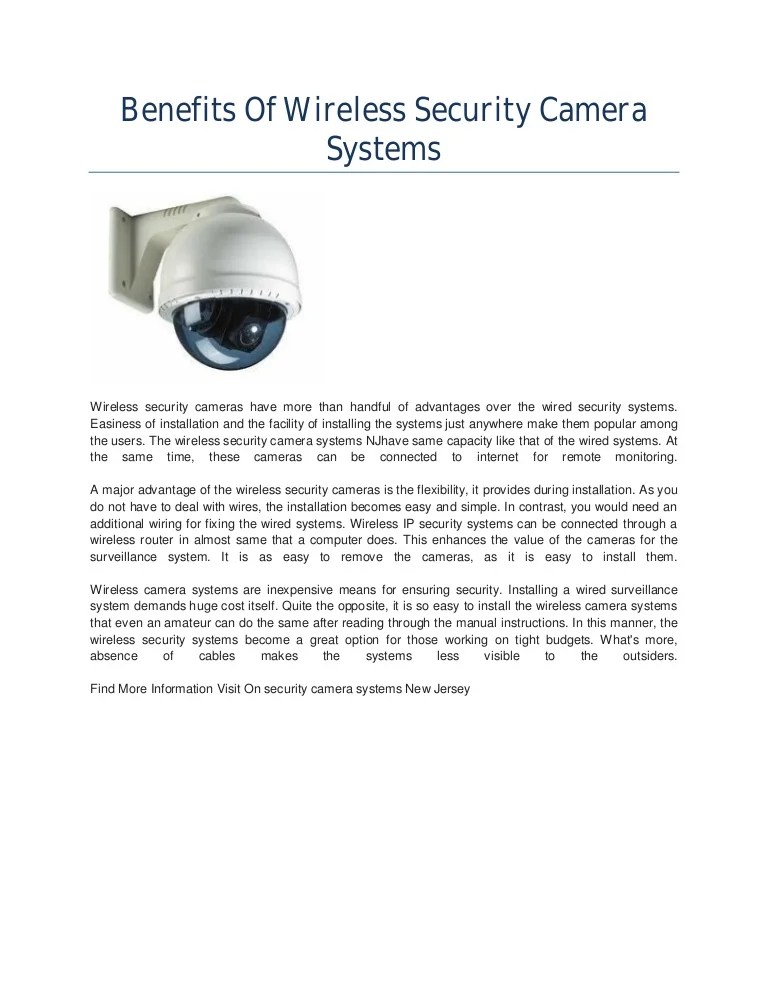 Benefits of wireless security camera systems
