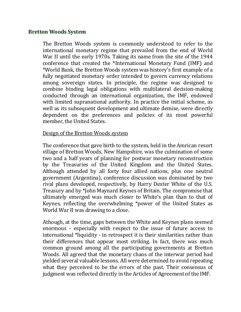 Bretton woods system