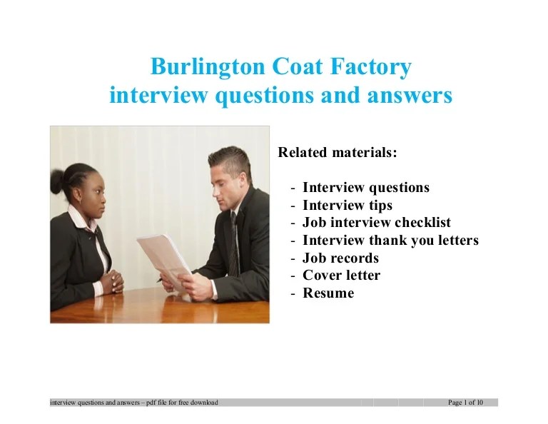 Burlington coat factory interview questions and answers