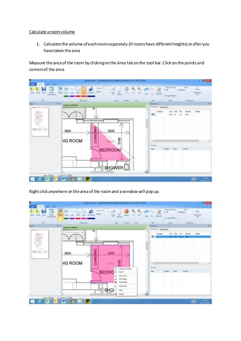 Calculate room volumes in QuickScale