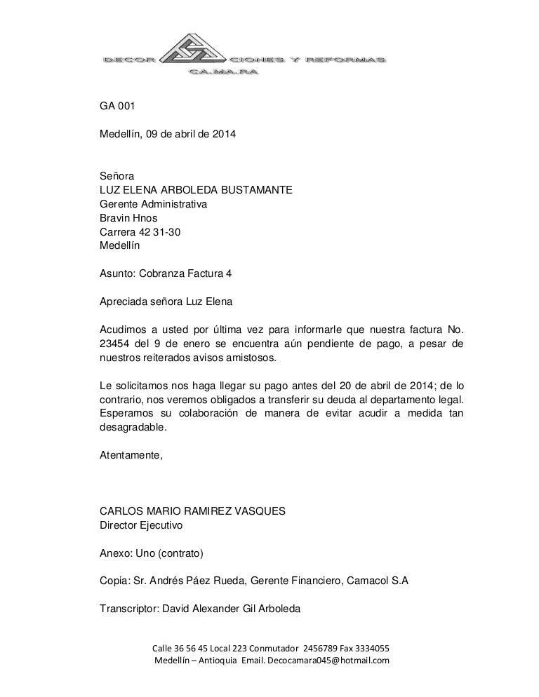 Carta 1 cobranza