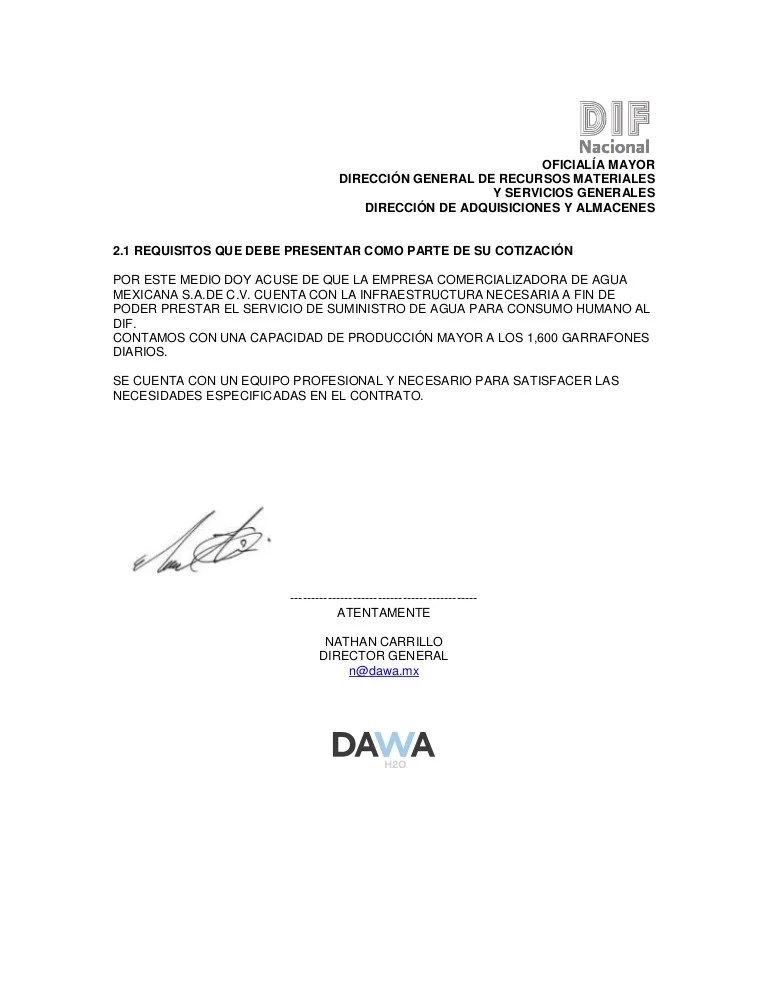 Carta compromiso servicio dawa dif