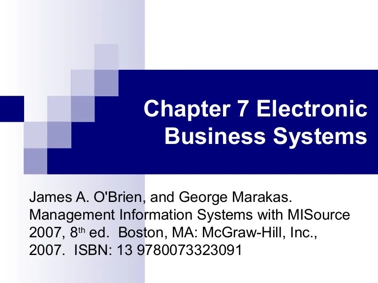 james o'brien chapter 7 electronic business system