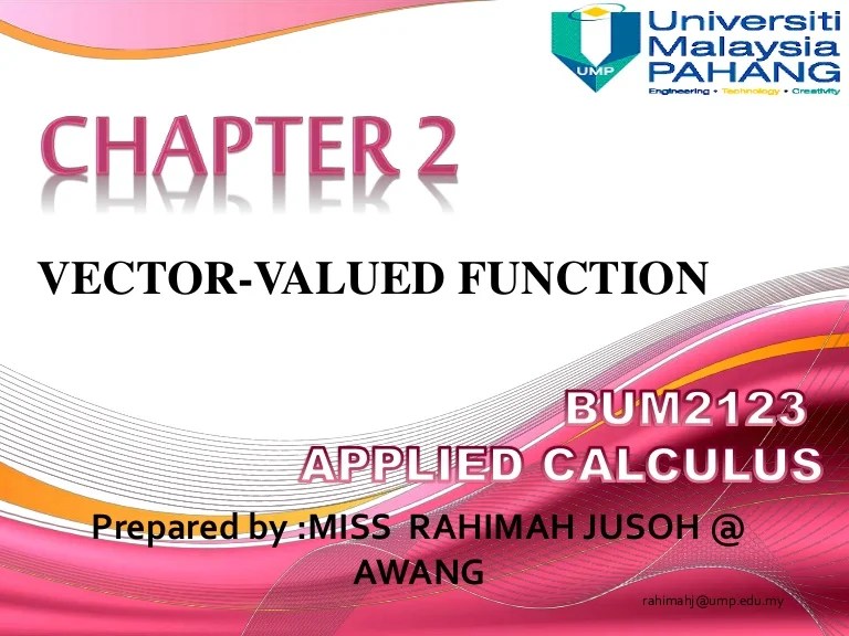 Applied Calculus Chapter 2 vector valued function