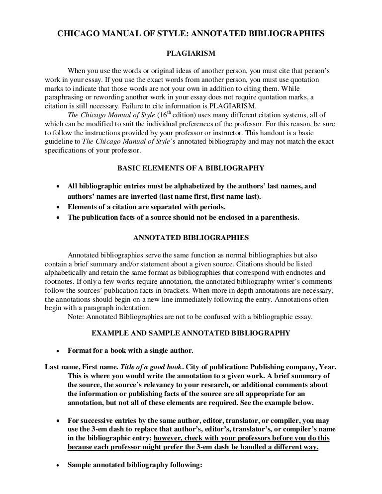 Chicago Manual of Style Annotated Bibliography by Texas State Univer…