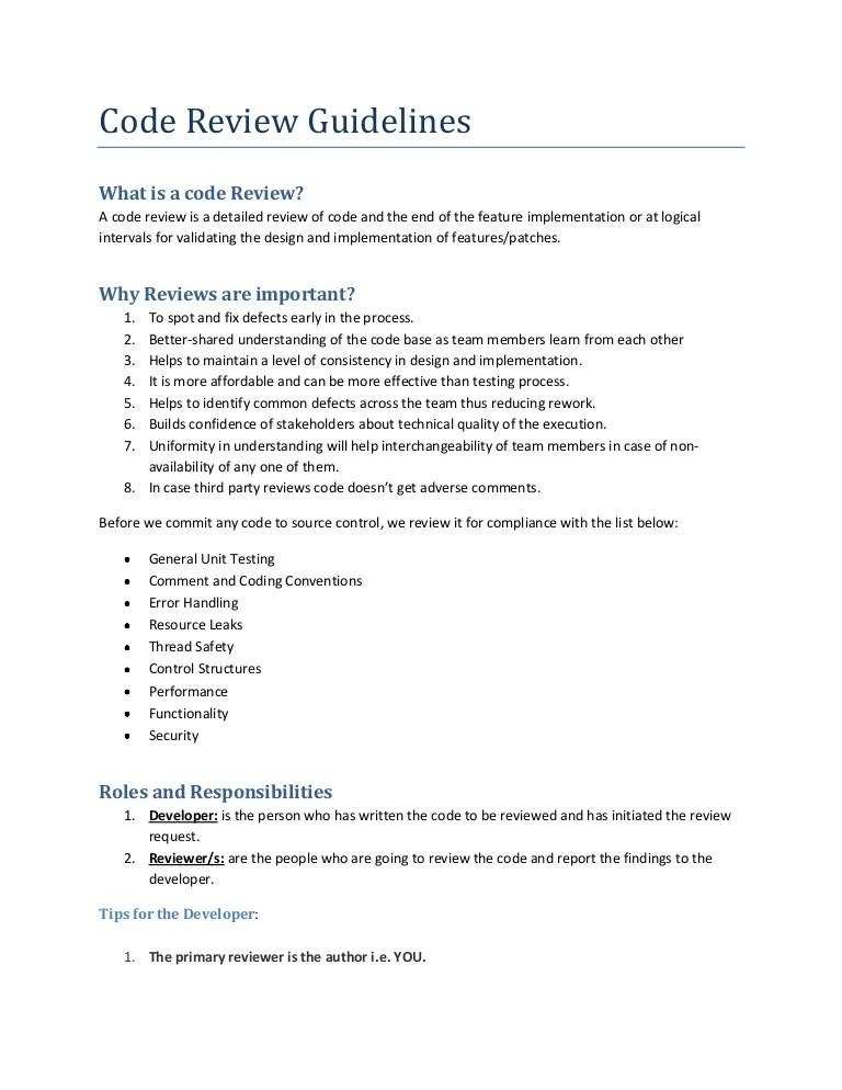 Code review guidelines