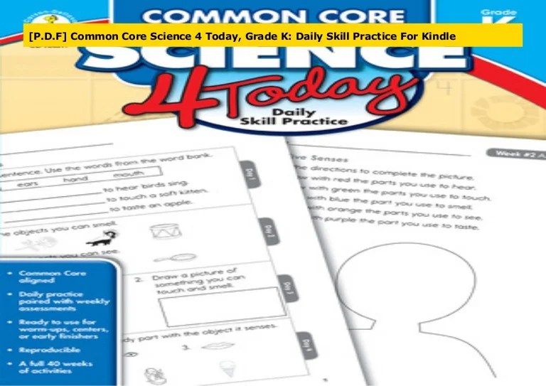 [P.D.F] Common Core Science 4 Today, Grade K Daily Skill Practice Fo…
