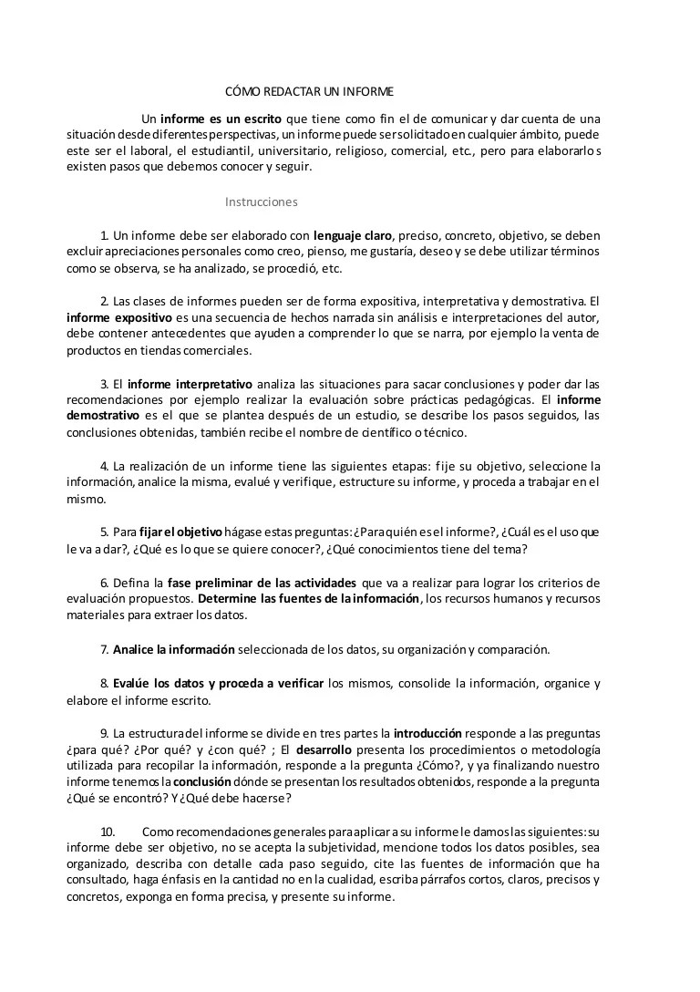 Cómo redactar un informe