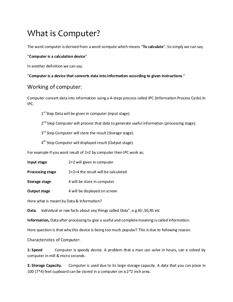 Basic Computer Computer notes