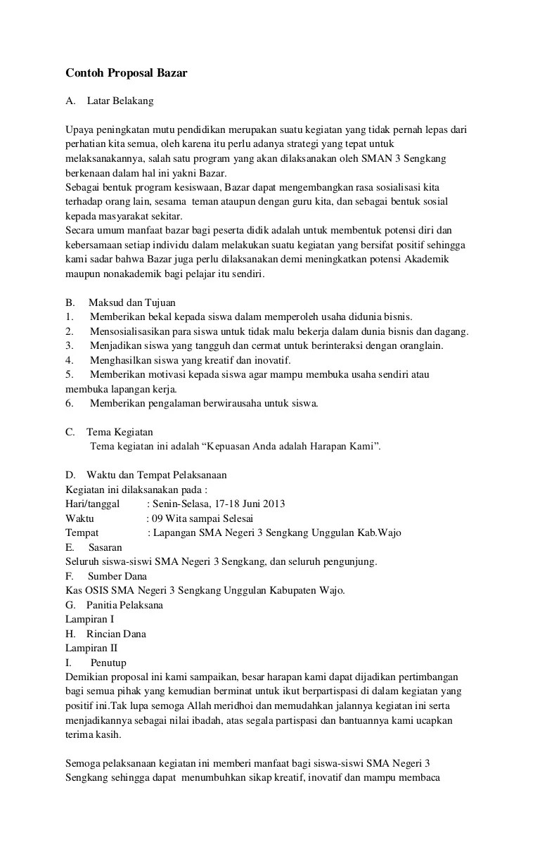 Contoh Laporan Kegiatan Bazar Sekolah ID Aplikasi