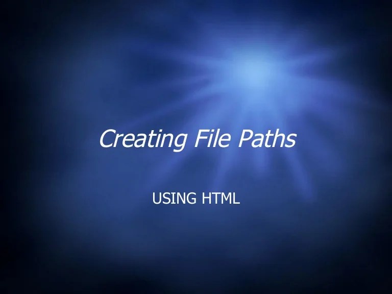 Creating File Paths in HTML