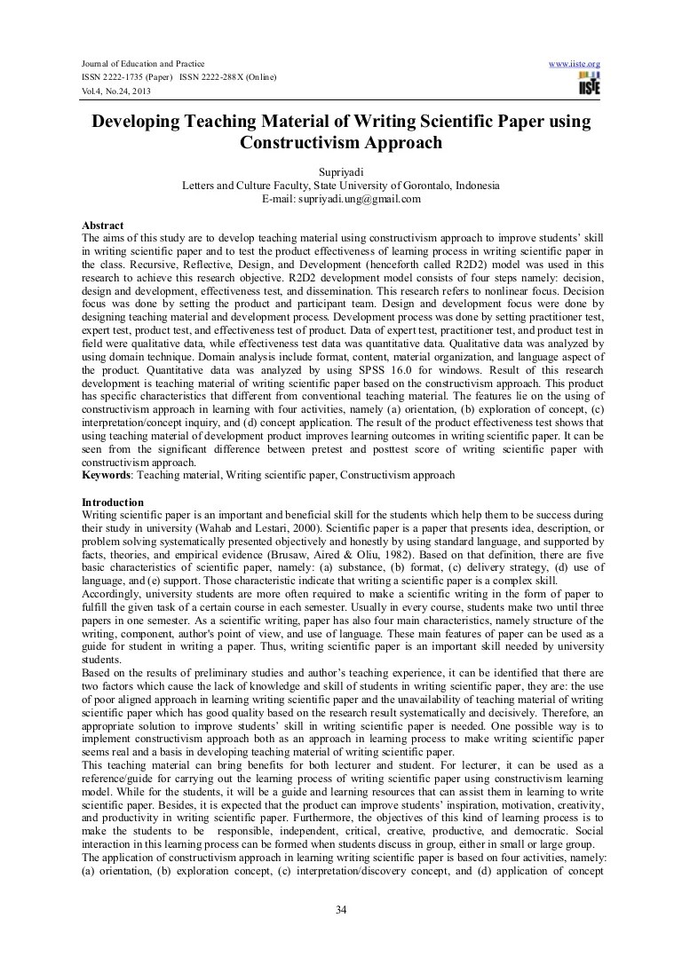 Developing teaching material of writing scientific paper using constr…
