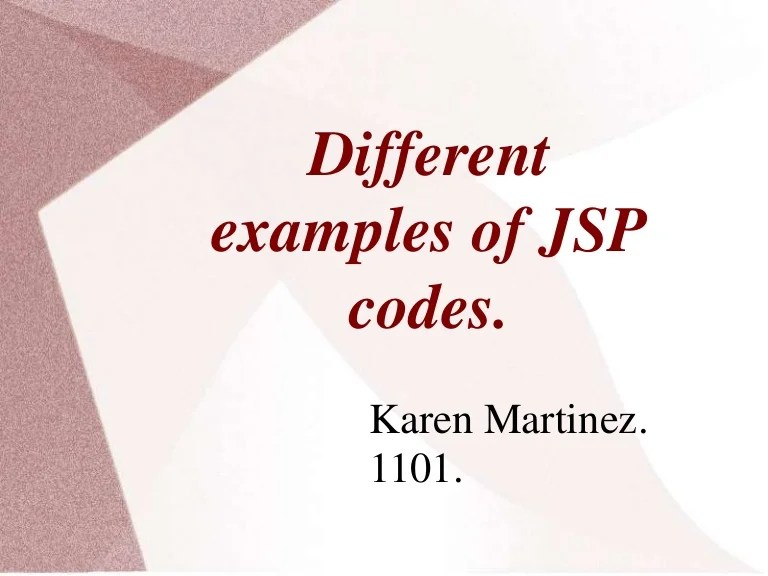Different examples of jsp codes