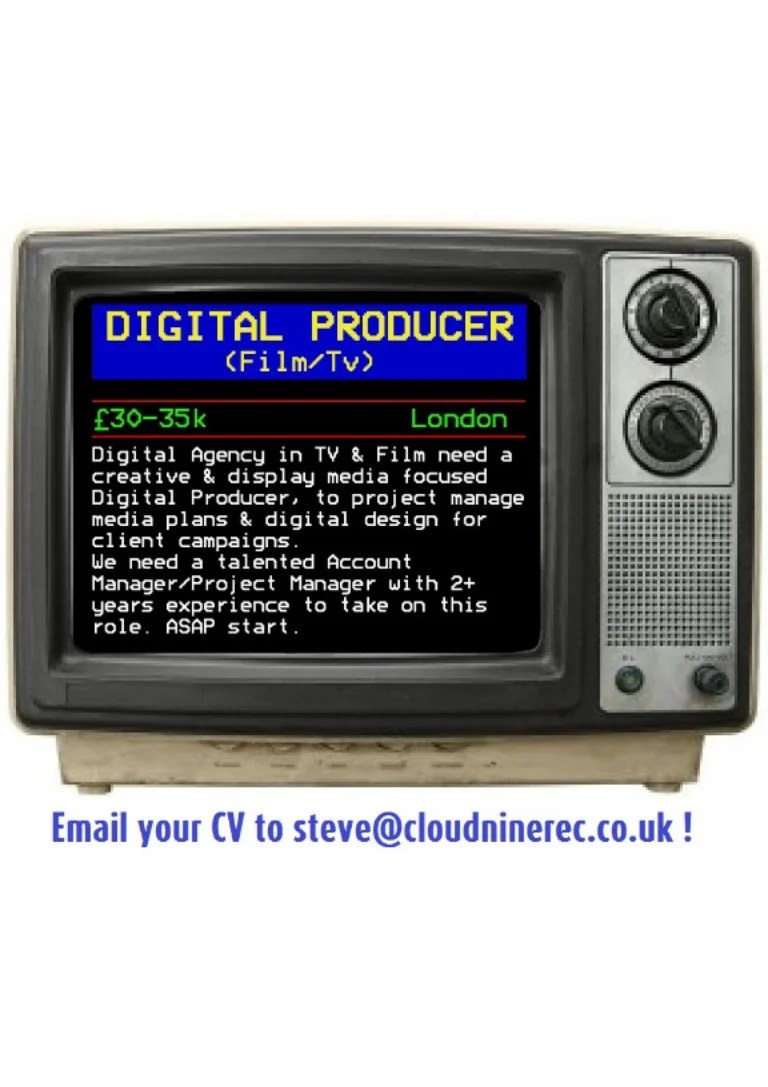 Creative Digital Producer £3035k TV & Film Advertising London