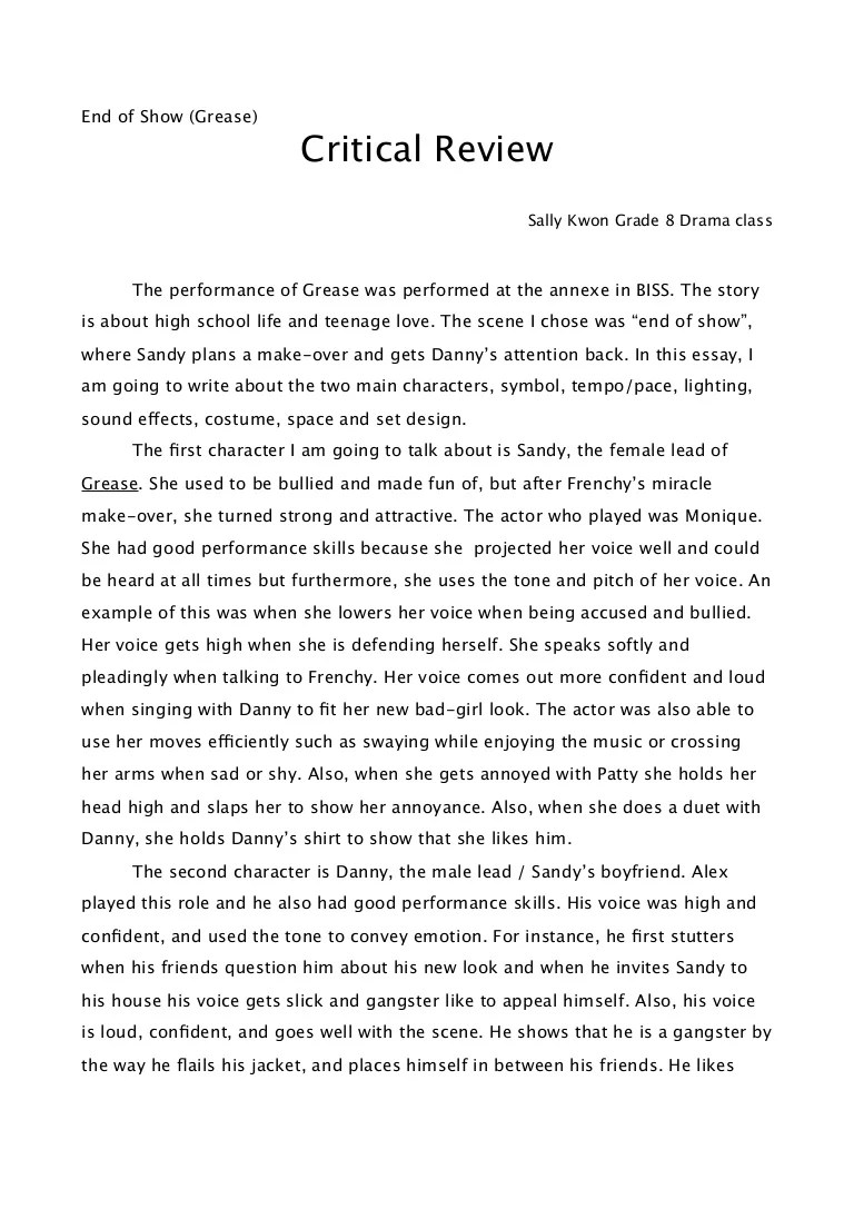 Drama critical review sally
