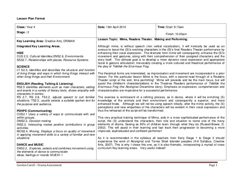 Drama lesson plan