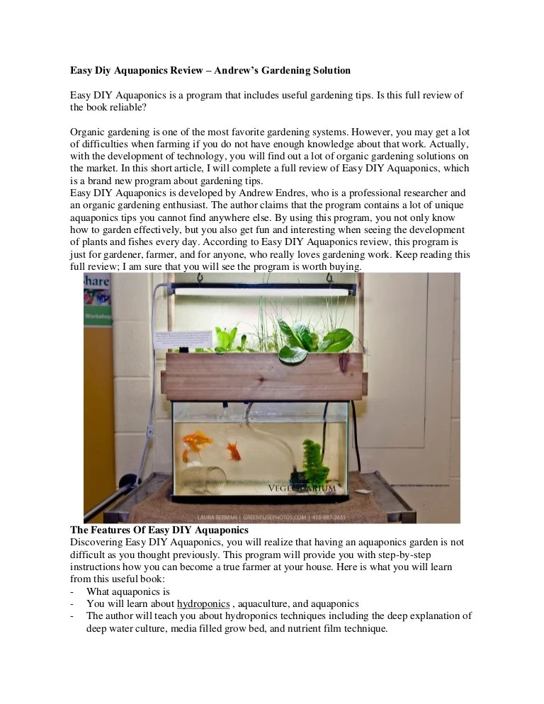 Easy Diy Aquaponics Review Andrew’s Gardening Solution