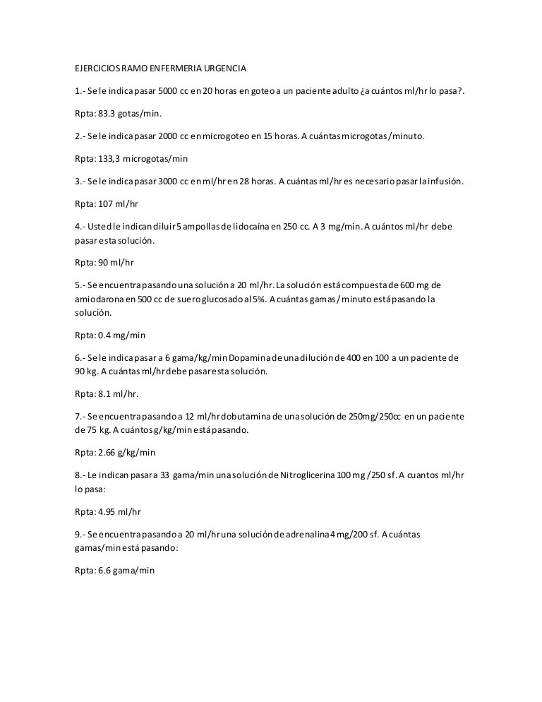 Ejercicios calculo de dosis