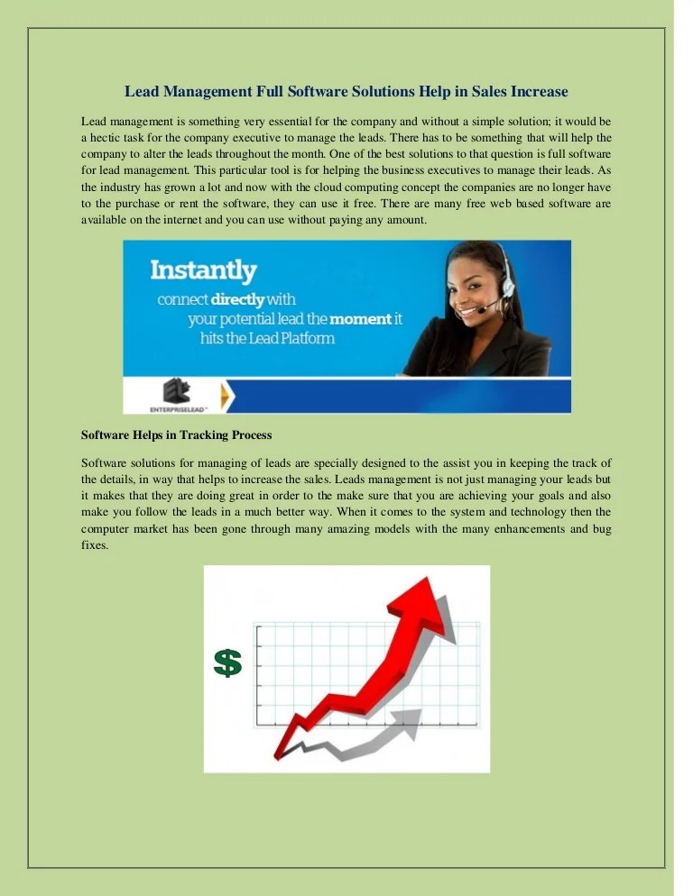 Lead Management Full Software Solutions Help in Sales Increase