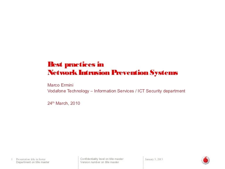 Best practices in NIPS IDC Sofia March 2010
