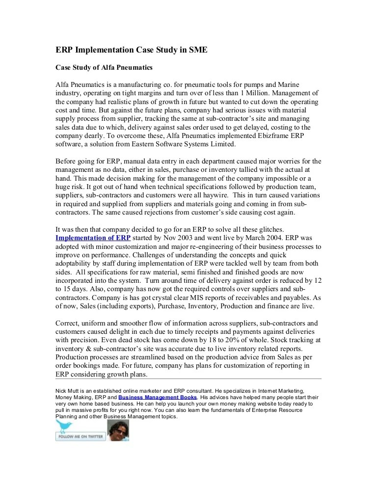 ERP Implementation Case Study in SME
