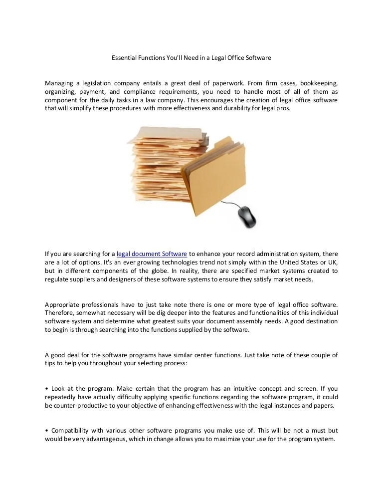 Essential functions you'll need in a legal office software