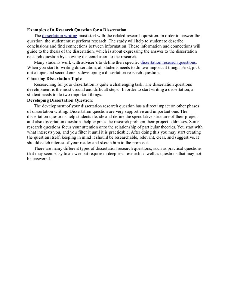 Research Proposal Question Examples Research question examples