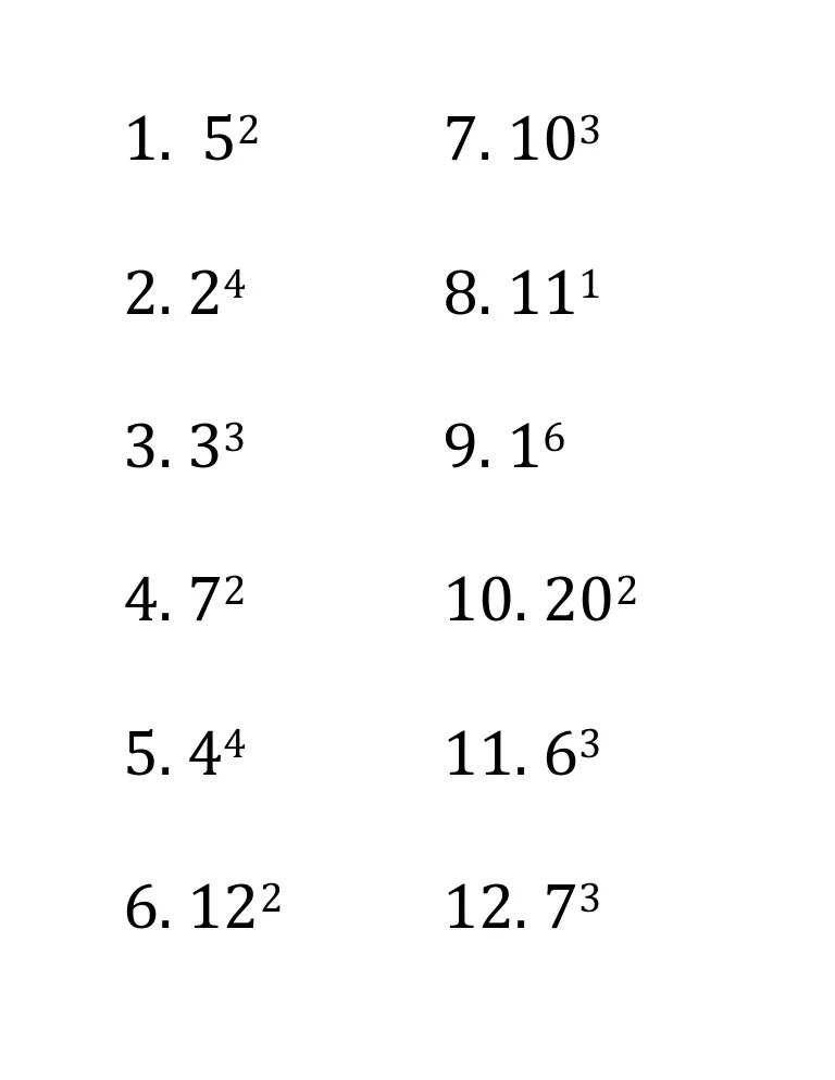 Exponent Practice