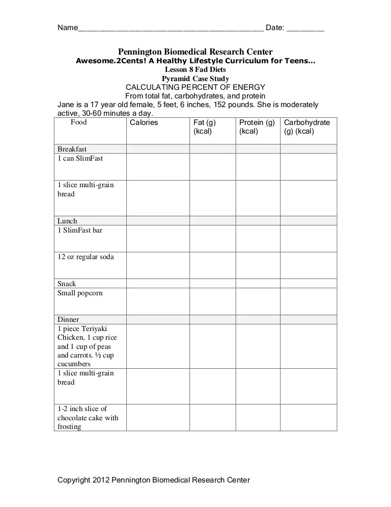 Fad diet assignment case study unit 8