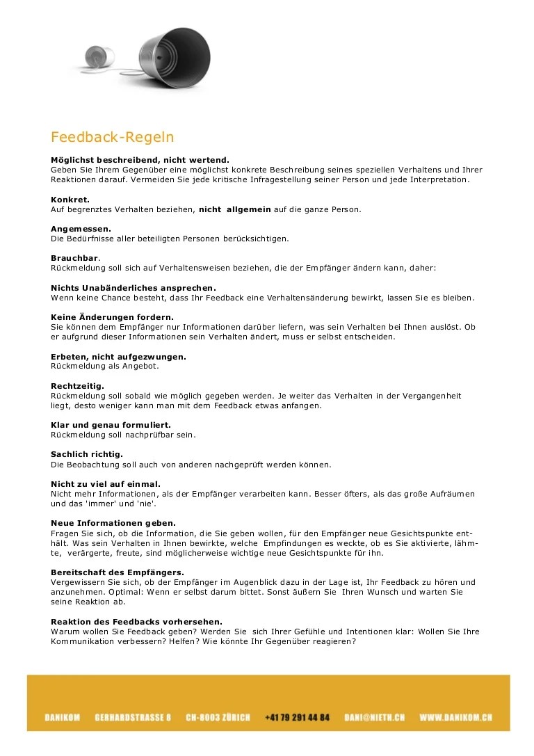 Feedbackregeln Kritisches Feedback Geben