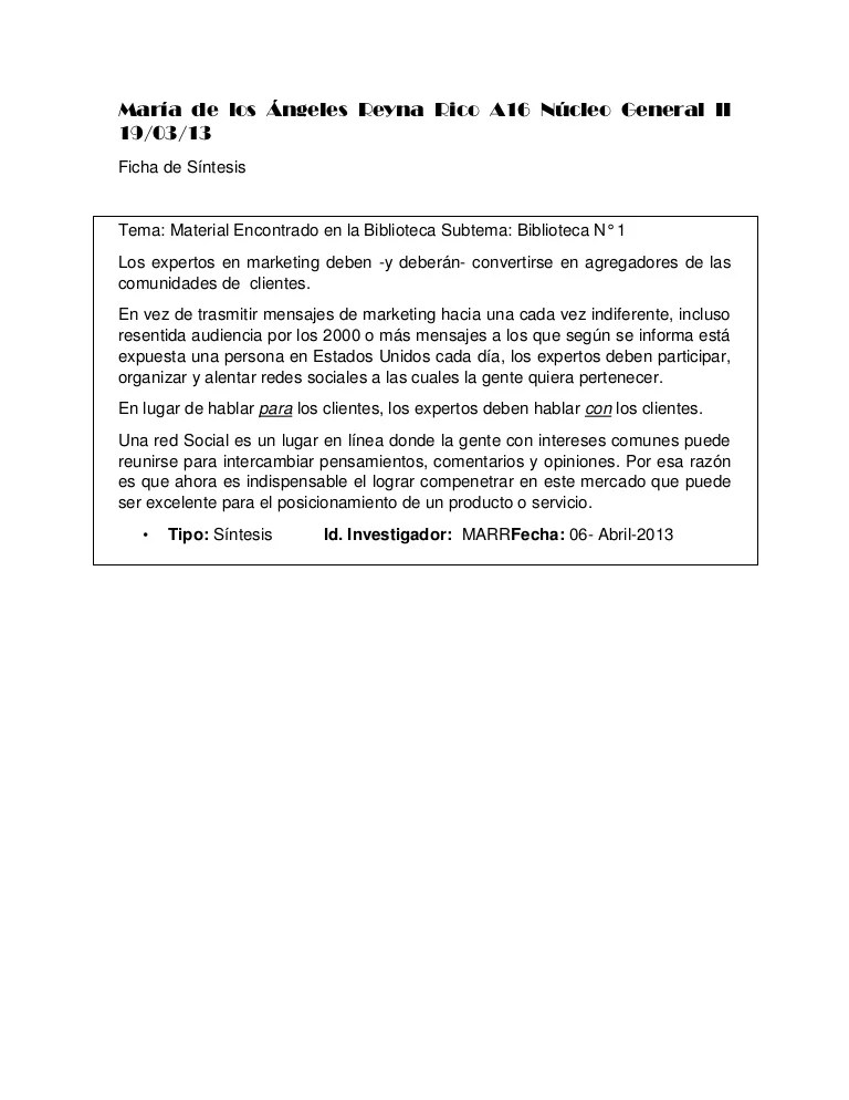 Fichas de síntesis