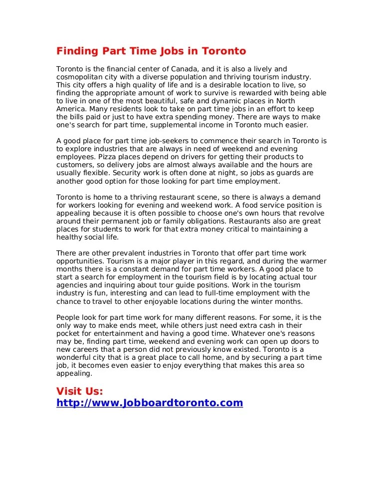 Finding Part Time Jobs In Toronto