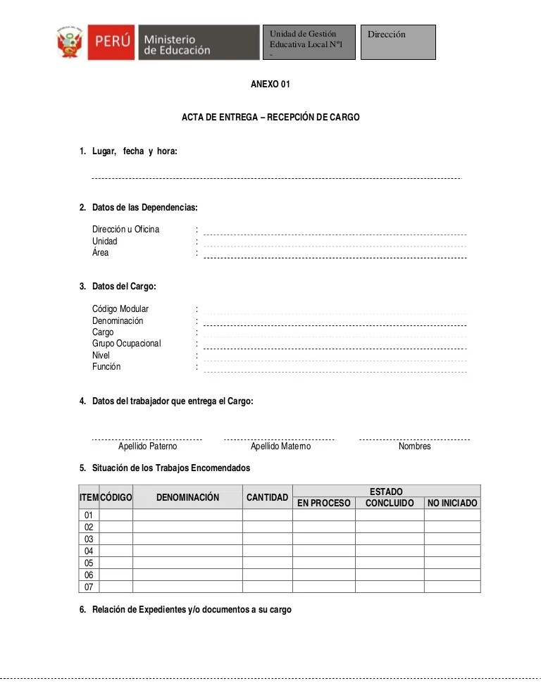 FORMATO ENTREGA DE CARGO