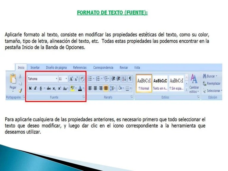 Formato de texto y párrafo Word 2007